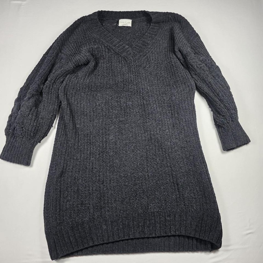 Olive & Oak Women's M Black‎ Knit V-Neck Sweater Dress Tunic